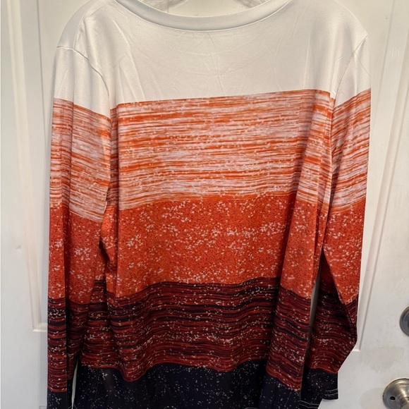 Women’s longer -sleeve knit top with a multicolored striped call pattern SIZE XL - Picture 4 of 5